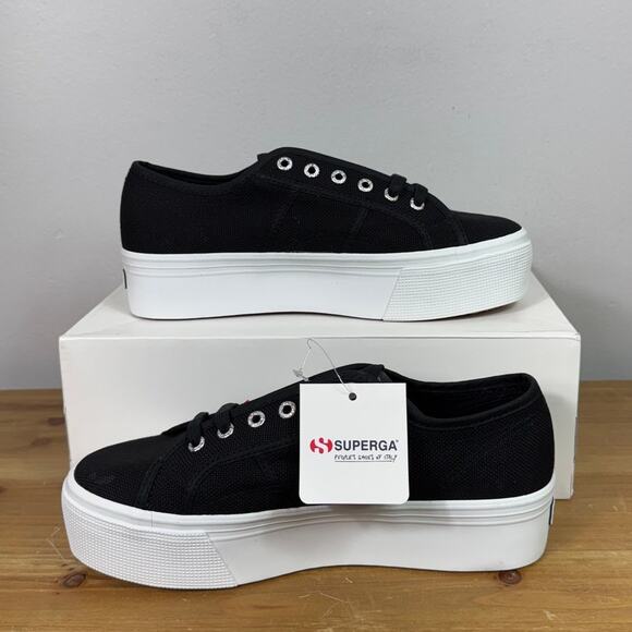 New Superga 2790 Platform Sneakers in Black Women's Size 10 - Picture 6 of 10